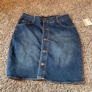 Active USA Button-Front Denim Mini Skirt - Blue